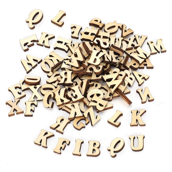 M Buder 200 Pieces DIY Log Letter Shape Wood Sheet Educational Toy Crafts Decor for 26 English Letters