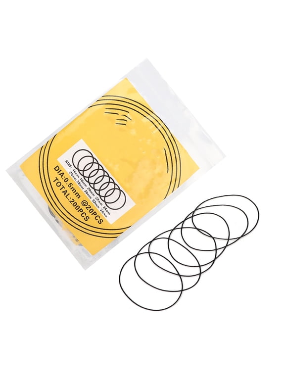 200pcs O Ring Waterproof Rubber Seal Watch Back Cover Gaskets Repairing Tool Set for Watchmakers, 0.5mm Thickness / 0.02 inches, Sizes 16mm-34mm