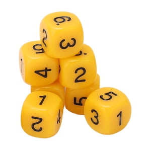 M Buder 20PCS 6 Sides Number Dice Round Corner Design Plastic Dice Set Board Game Teaching Tools Yellow, Size Approx 0.6 inches / 1.6 cm Per Piece For Math Learning And Entertainment Games