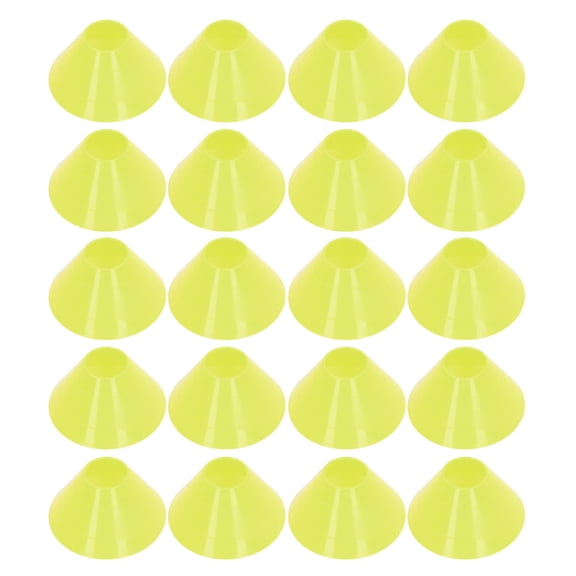 M Buder 20PCS Football Training Markers Multifunction PE Soccer Training Disc Cone Set for Kids Novice Outdoor Yellow, 20 Pack Athletic Agility Cones 3.94 inches