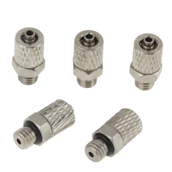 M Buder 20Pcs M5 4mm Mini Pneumatic Push Air Fitting Straight Male Connector Air Hose Quick Fitting, Premium Copper Construction, Silver Finish, High Pressure Resistance (0.63 inches / 16 mm length)