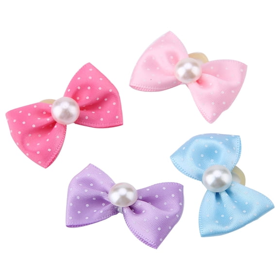 M Buder 20pcs Small Dog Puppy Dots Faux Pearl Bow Pattern Hair Rope Hair Band for Dogs Cats 1.38 inches / 3.5 cm [cite: 1, 13]