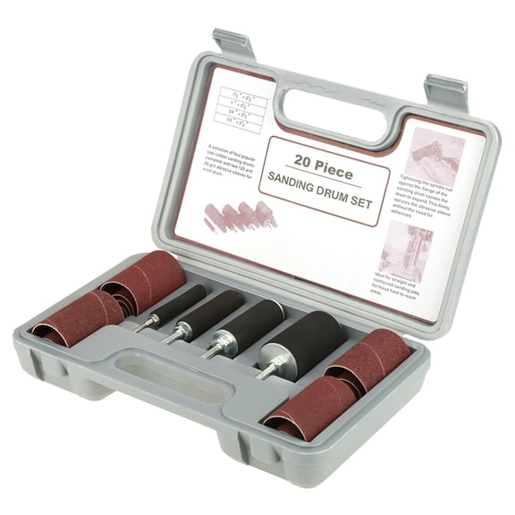 M Buder 20pcs Spindle Sanding Drum Sander Tool Kit Set with Heavy Duty Storage Case for Drill Press Rotary Tool Woodworking Grinding Replacement Accessories