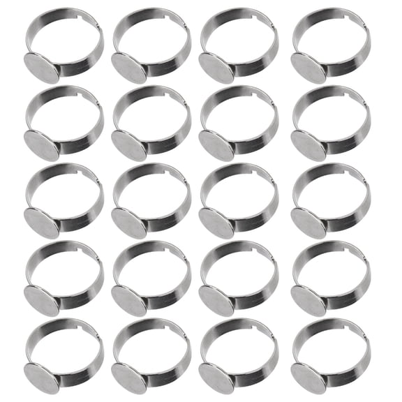 M Buder 20pcs Stainless Steel Adjustable Blank Rings Flat Base DIY Jewelry Findings Craft Accessories 10mm / 0.40in