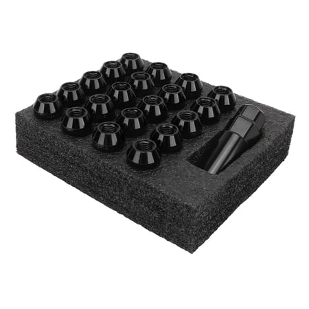M Buder 22 Pieces Tapered Lug Nuts Set with Nut Sleeve Key, Universal Alloy Steel Forged Lock Nut Replacement for TOYOTA Focus Mondeo Cruze Kopaqi, Black M12x1.25 Thread Size, 1.89 inches / 48 mm