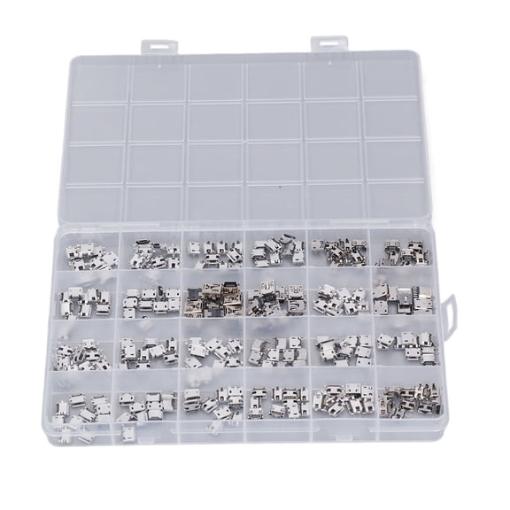 M Buder 240 Pcs Micro USB Connector Set Stainless Steel Single Row Female Port Socket Connectors