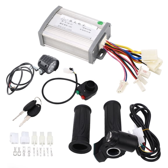 M Buder 24V 1000W Motor Brush Controller Twist Throttle Front Light Switch Set Electric Bicycle Conversion Kit with Keys, 27.2 oz / 770g Weight, Easy Install and Steady Speed Control