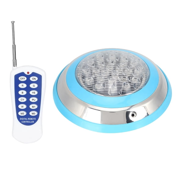 M Buder 24W AC 12V 24LED Color Changing Underwater Swimming Pool Light IP68 Waterproof RGB Spot Lighting with Remote Control - 11 inches / 28 cm