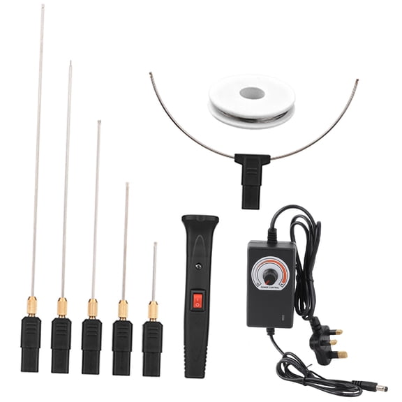M Buder 24W Handheld Electric Foam Cutter Kit with 5 Straight Tips & 1 Arch Tip, Adjustable Temperature Portable Foam Cutting Pen Hot Wire Tool for Crafts - UK Plug