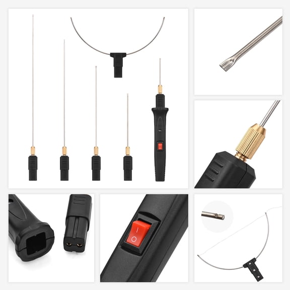 M Buder 24W Handheld Electric Foam Cutter Kit with 5 Straight Tips & 1 Arch Tip, Constant Temperature Portable Foam Cutting Pen Hot Wire Tool for Crafts - US Plug