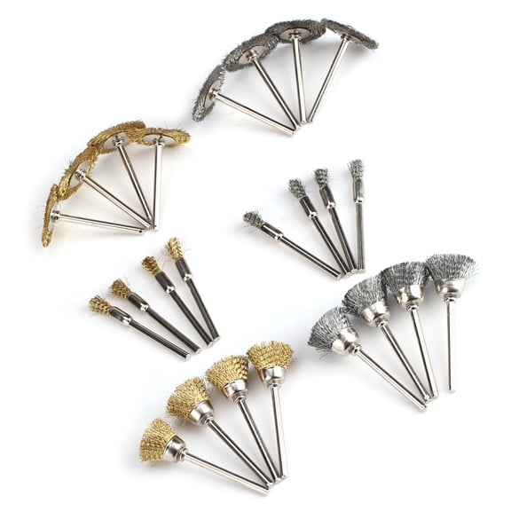 M Buder 24pcs Stainless Steel & Brass Wire Wheel Polishing Brushes for Grinder Drill Rotary Tool