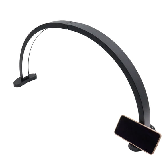 M Buder 28 Inches / 71 cm LED Desk Half Moon Light Dimmable Arch Nail Tech Lamp with Phone Holder for Professional Salon, Black (EU Plug)