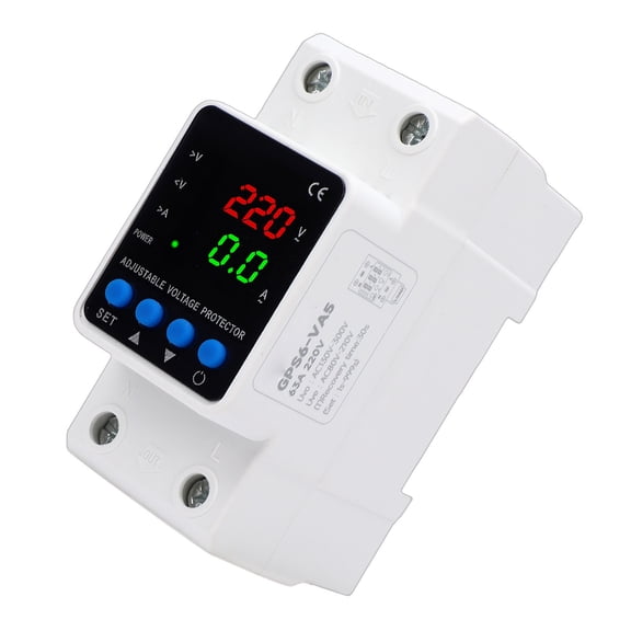 M Buder 2P 63A Adjustable Voltage Protector Digital Display Over Under Voltage Current Protective Device Automatic Reset Relays Surge Suppressor (1.5 x 3.4 x 2.7 inches / 3.8 x 8.6 x 67.5 mm)