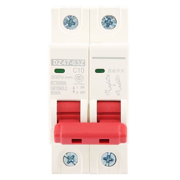 M Buder 2P DC 500V 10A Mini Circuit Breaker MCB Safety Breaker DZ47-63Z-2P, Overload and Short Circuit Protection for Photovoltaic Solar Systems