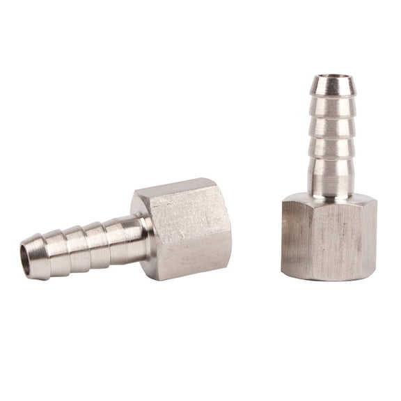 M Buder 2PCS 3/8in BSPP Female Thread Connector Barb Joint Pneumatic Quick Coupling Connector (3/8in-10mm / 9.5mm-10mm), 304 Stainless Steel Pipe Fitting for Air, Silver Finish