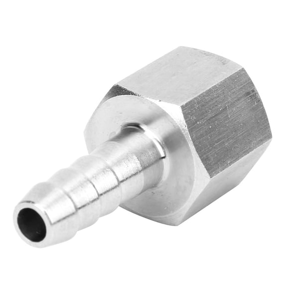 M Buder 2PCS 3/8in BSPP Female Thread Connector Barb Joint Pneumatic Quick Coupling Connector (3/8in-6mm / 9.5mm-6mm), 304 Stainless Steel Pipe Fitting for Air, Silver Finish