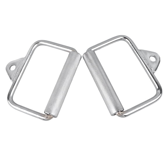 M Buder 2PCS Gym Exercise Pull Handle Stainless Steel Electroplated D Row Handle Cable Attachment for Fitness Workout Cable Machine Accessories 6.3 inches / 16 cm