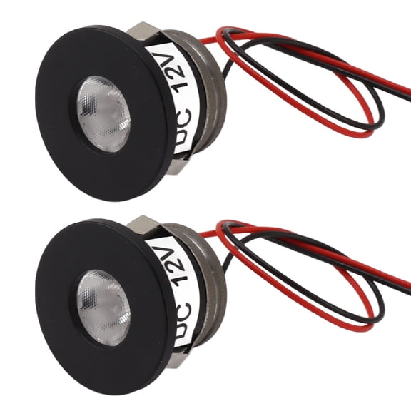 M Buder 2PCS Recessed Mini LED Spotlight 1W 12V DC Cabinet Downlight Black (1.18 inches / 30 mm)