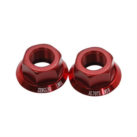 M Buder 2Pcs Bicycle Wheel Hub Axle Nuts M10 (0.39 inches / 10 mm) 7075 Aluminum Alloy Bolt Screw Nut for Front and Rear Wheel, Red