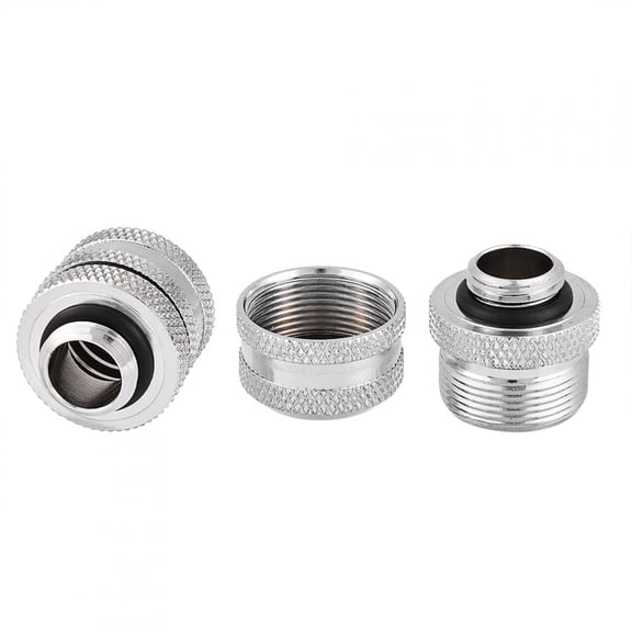 M Buder 2Pcs G1/4 Compression Fitting Silver for OD 14MM Rigid Tubing PC Water Cooling System Components (0.55 inches / 14 mm OD) Chrome Plated Brass Hardware Replacement Accessories Kit