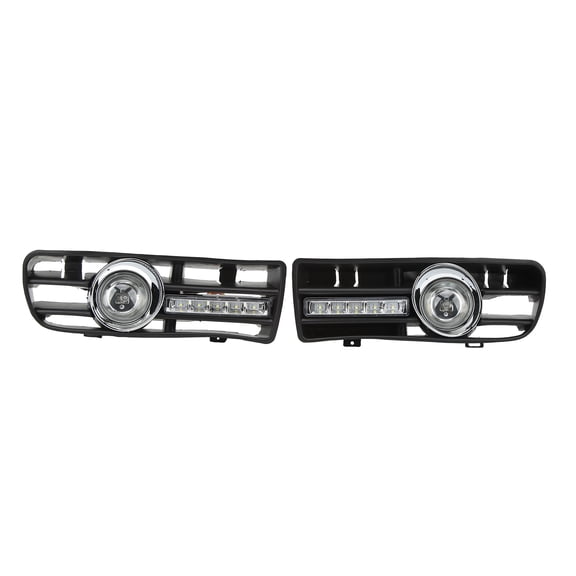 M Buder 2Pcs H3 Fog Lights Grilles With LED DRL Lamp for 1997-2006 TDI MK4, Front Lower Side Bumper Driving Light Assembly, 6000K Amber White Waterproof Auto Accessory
