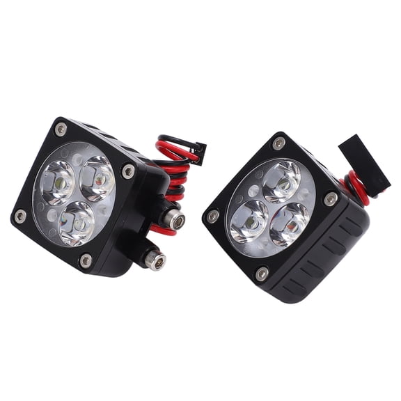 M Buder 2Pcs RC Model Car Lights, Black Aluminum Universal LED Flashing Spotlights for 1/8 1/6 RC Cars, 5V-13V, 1.1 inches / 28 mm