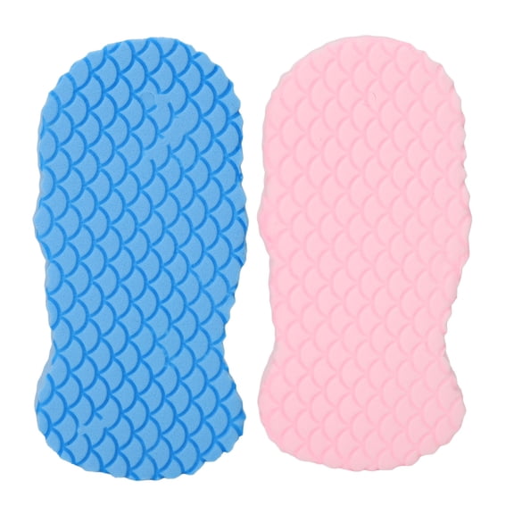 M Buder 2pcs 3D Bath Sponge Exfoliating Soft High Toughness Reusable Body Shower Sponge for Adults Kids Unisex Blue and Pink Fish Scale Pattern Bathing Accessory Set