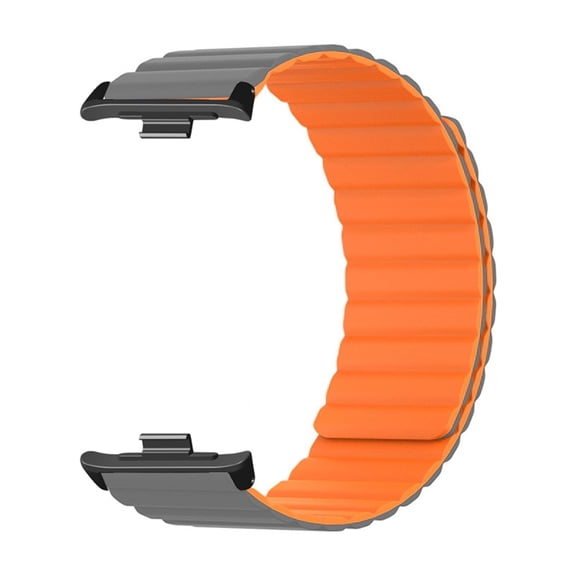 M Buder 2pcs Magnet Replacement Watch Straps Silicone Magnetic Closure Watch Strap for Mi Band 8 Pro Grey Orange, Adjustable Unisex Sport Wristband, Water-Resistant (8.7 inches / 22.1 cm) [cite: 20]