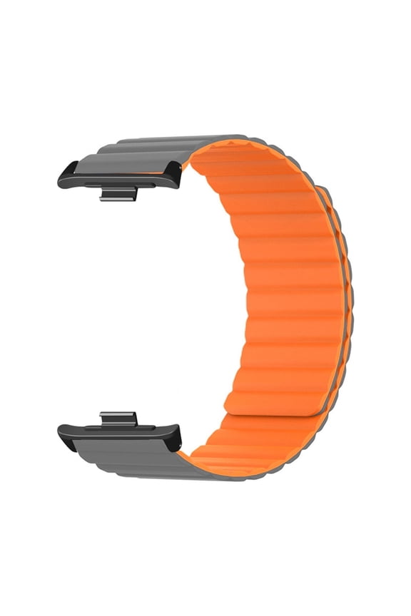 2pcs Magnet Replacement Watch Straps Silicone Magnetic Closure Watch Strap for Mi Band 8 Pro Grey Orange, Adjustable Unisex Sport Wristband, Water-Resistant (8.7 inches / 22.1 cm) [cite: 20]