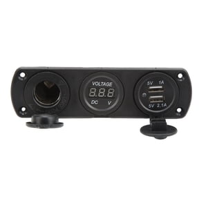 M Buder 3 in 1 Charger Socket Panel Dual USB Outlet Cigarette Lighter Socket LED Digital Voltmeter 12-24V 2.1A Universal Power Adapter for Car Truck Marine RV Boat Motorcycle Yacht