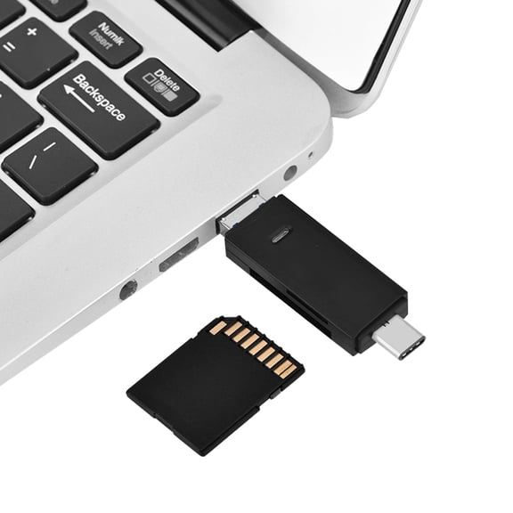 M Buder 3 in 1 Type C Micro USB USB OTG Memory Card Reader Multi Port Hub Adapter for Secure Digital Micro SD SDHC SDXC Storage Cards Windows Mac Smartphone Black 2.6x0.7 in / 65x18 mm
