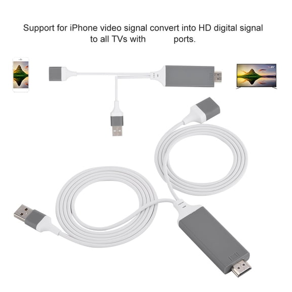 M Buder 3.28ft / 1m Phone to HDMI Adapter Cable, 1080P Digital AV Adapter for iOS and Android, White