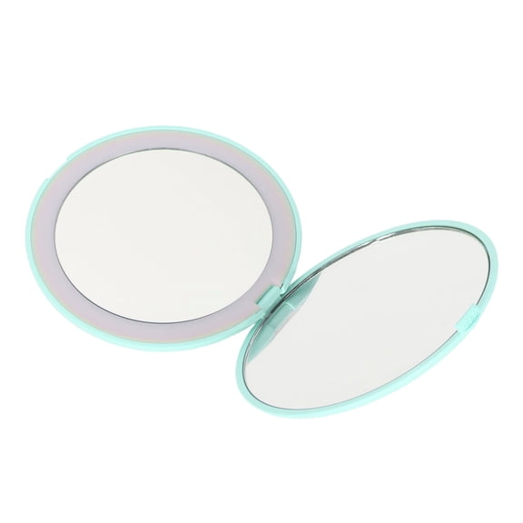 M Buder 3.5-Inch Portable LED Lighted Travel Makeup Mirror, Double Sided 1X/2X Magnification Pocket Vanity Mirror for Handbag Purse Wallet, Premium Compact Folding Design (3.5 inches / 8.9 cm), Green