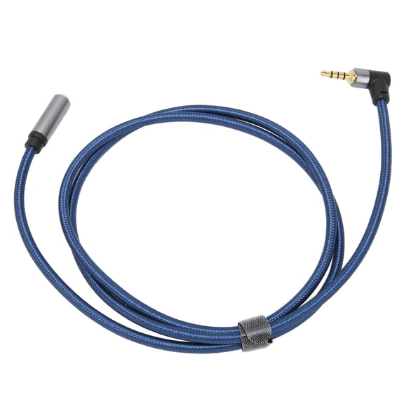 M Buder 3.5mm Female to Male Audio Cable 4 Conductor 90 Degree Audio Extension Cord 39.37 inches / 100 cm Length Blue
