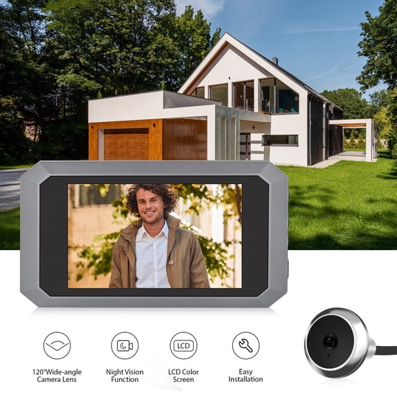 M Buder 3.97-Inch / 10.08 cm Digital Peephole Camera for Apartment Door, 2MP LCD Screen Door Viewer, 120 Degree Wide Angle Infrared Home Security Monitor with 1400mAh Battery (Gray)