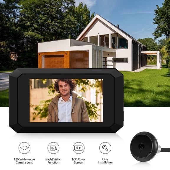 M Buder 3.97-Inch / 10.08 cm Digital Peephole Camera for Apartment Door, 2MP LCD Screen Door Viewer, 120 Degree Wide Angle Infrared Home Security Monitor with 1400mAh Battery (Black)