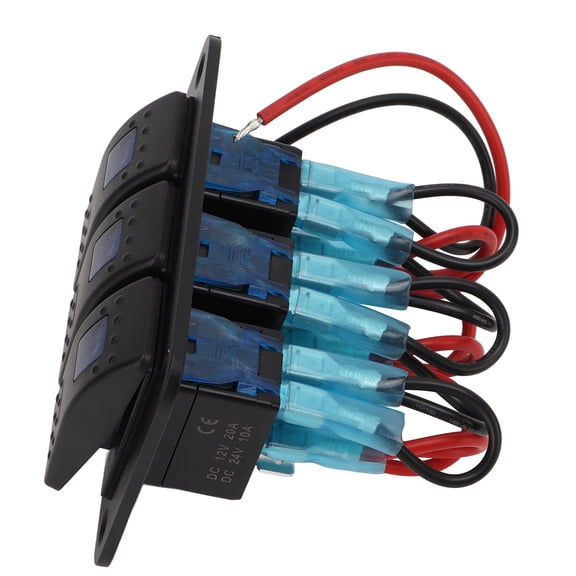 M Buder 3 Gang Rocker Switch Panel Overcurrent Protection LED Blue Backlit IP65 Waterproof for 12V-24V Vehicles Boats SUV Trucks (4.33 inches / 11.00 cm)
