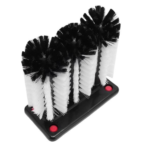 M Buder 3 Heads Cup Brush Water Bottle Cleaning Brush, Glass Cup Washer with Suction Base for Hotel Bar, Plastic Multi Heads Drinkware Cleaner (11.81 inches / 30 cm)