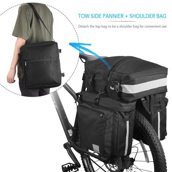 M Buder 3-IN-1 Multi-functional Bike Pannier MTB Road Bike Rear Seat Trunk Bag Bicycle Cycle Cargo Carrier 37L Water-Resistant Polyester Detachable Shoulder Bag for Long-Distance Riding