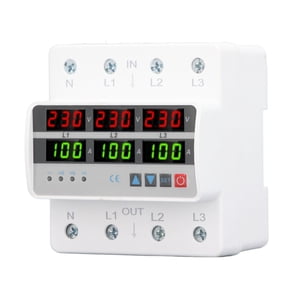 M Buder 3 Phase DIN Rail Protective Device Over Under Voltage Current Limiting Self Resetting Protector AC220V 380V 100A