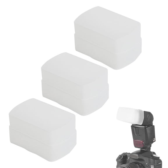 M Buder 3-Piece Mini Camera Flash Bounce Diffuser Softbox for Canon 580EX Top Speedlite - White Polyethylene Photography Accessory (3.54 inches / 9.0 cm)