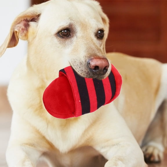 M Buder 3-Piece Slipper Shape Plush Dog Toy Set, Interactive Squeaky Sounding Pet Chew Toys for Teeth Cleaning, Bite Resistant Training Assortment in Blue Red Yellow (7.87 inches / 20.0 cm)