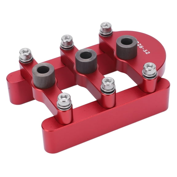M Buder 3-in-1 Doweling Jig Self Centering Drill Hole Guide Tool for Woodworking Joinery, Aluminum Alloy Hole Locator, Red, 5.9 inches / 15 cm
