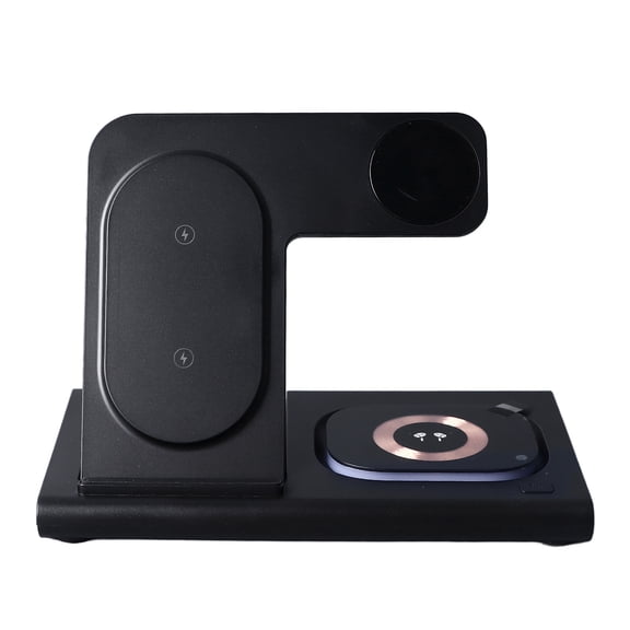 M Buder 3 in 1 Wireless Charging Station 25W Fast Charger for iPhone Apple Watch AirPods Black Edition (7.09 inches / 18 cm)