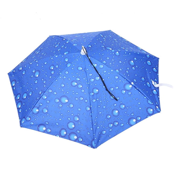 M Buder 30.3 Inches / 77 cm Sunscreen Windproof Head Mounted Umbrella Top Folding Hat Umbrella Parasol for Outdoor Fishing, Raindrop Blue