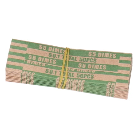 M Buder 300pcs Preformed Coin Wrappers Anti Breakage Paper Tube for Manual Filling $0.10 Dimes Green