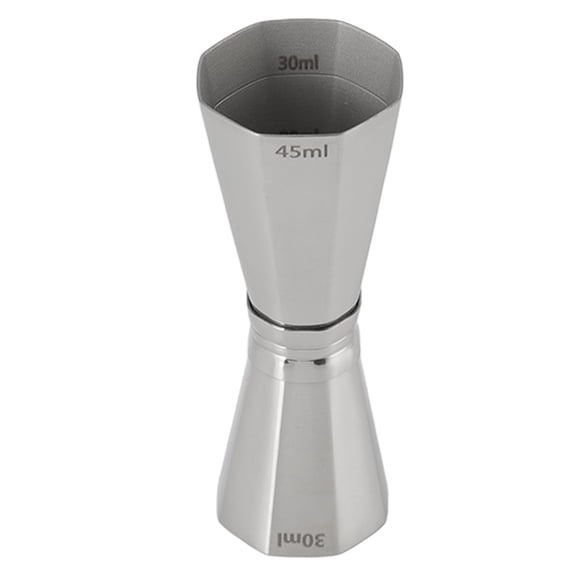 M Buder 304 Stainless Steel Octagonal Double Jigger with Accurate Scales, Professional Bartender Measuring Tool, Silver