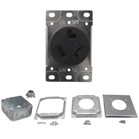 M Buder 30A 125V NEMA 10-30R Power Outlet Receptacle, Heavy Duty Surface Mount Flush Socket for RVs Welders Generators, 3 Prong Electrical Industrial Box Kit
