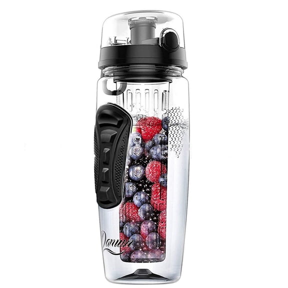 M Buder 32oz Space Bottle Single Layer PCTG Cup Fruit Brewing Water Bottles with Grid Infuser Food Grade Plastic