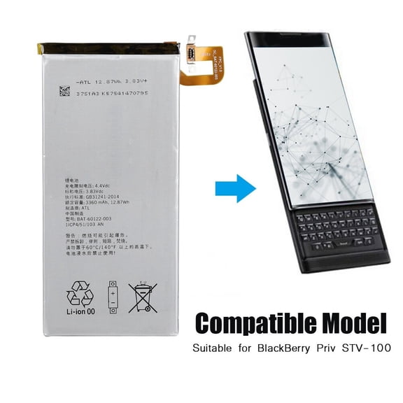 M Buder 3360mAh Big Capacity Replacement Battery Compatible with BlackBerry Priv STV-100 Smartphone, High Stability Chip, 4.1 inches / 10.4 cm Length, Authentic Quality Power Supply